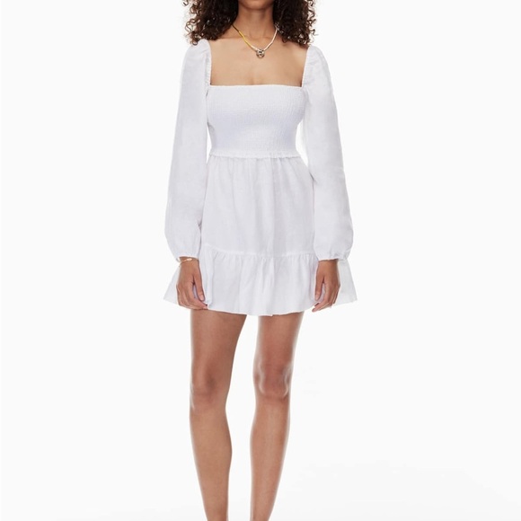 Wilfred Aritzia Tempest Linen Mini Smock Long Sleeve Dress Sz M - Picture 1 of 10